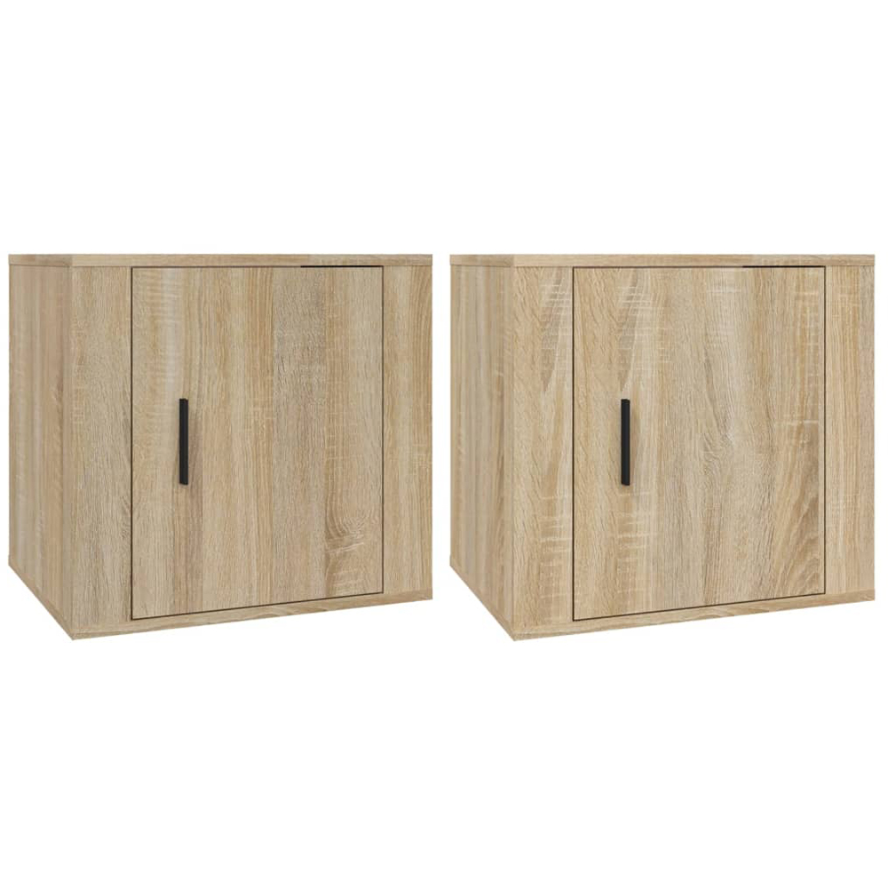 vidaXL Single Door Sonoma Oak Bedside Cabinet Set of 2 Image 2
