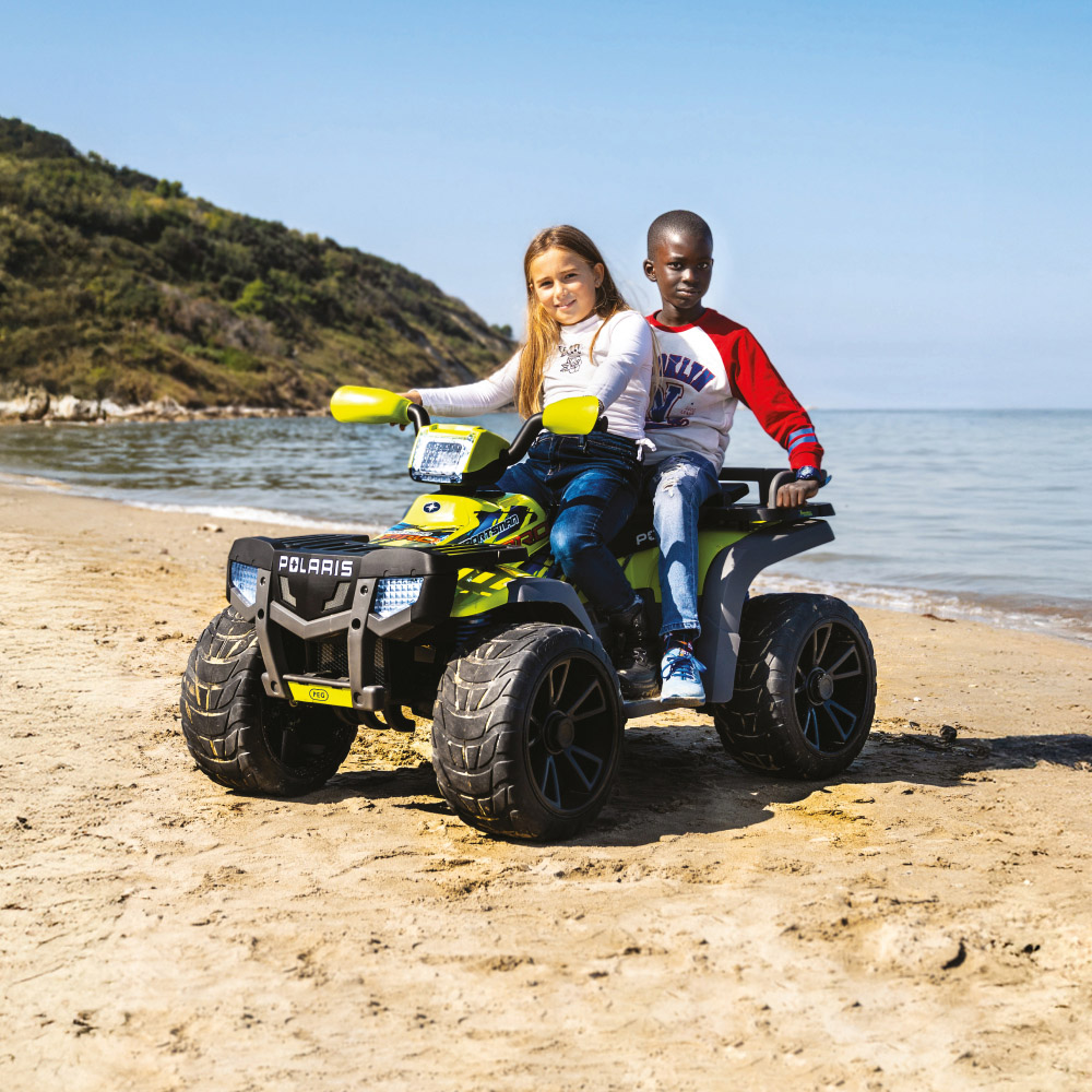 PEG Polaris Sportsman Pro Kids Electric Ride-On Quad Bike Citrus 24V Image 2