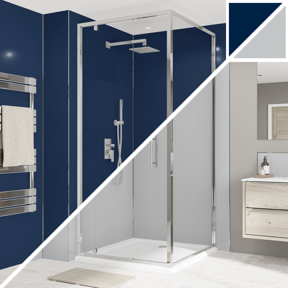Wetwall Alloy Atlantic and Urban Grey Double Sided Shower Wall Panel 900mm Image 1