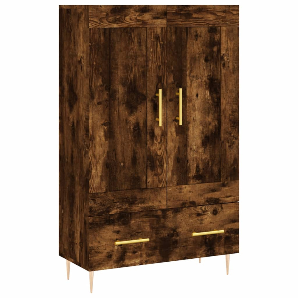 vidaXL 2 Door Single Drawer Smoked Oak Highboard Image 2