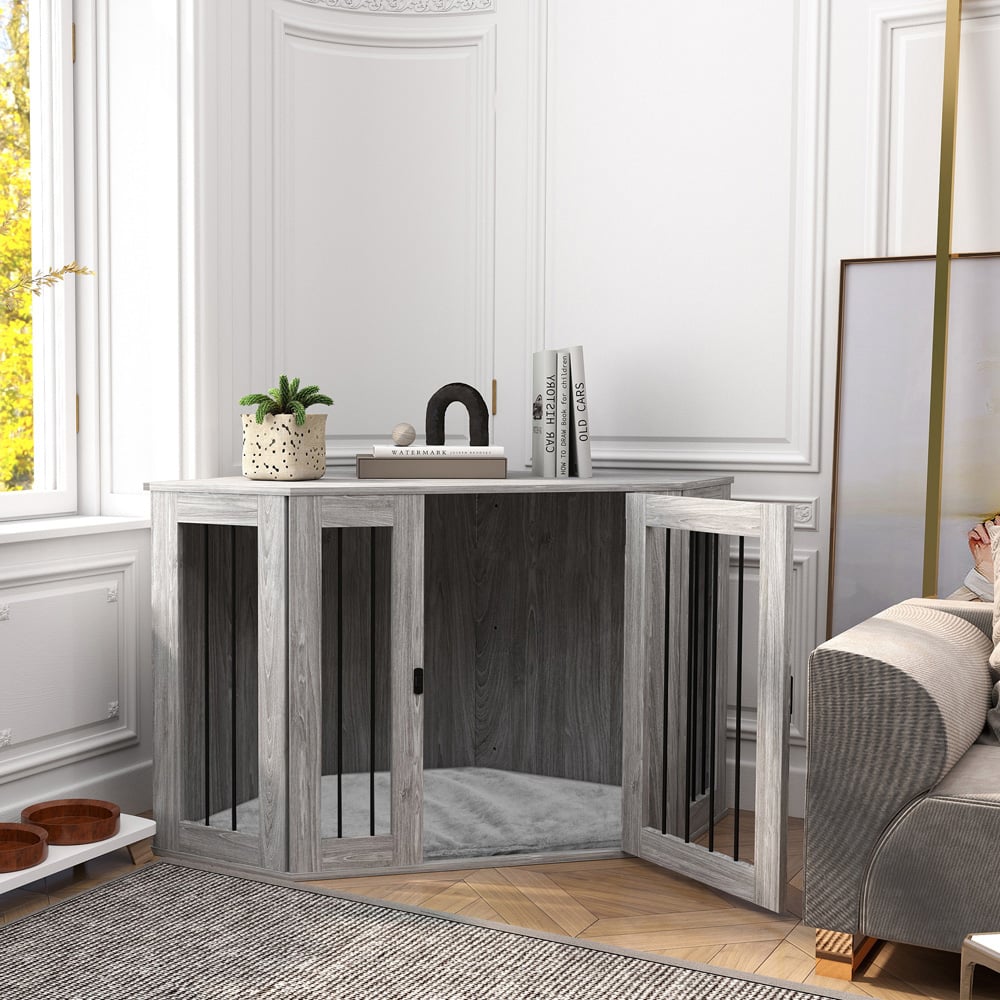 PawHut Grey Large Dog Crate Furniture Side Table Image 8