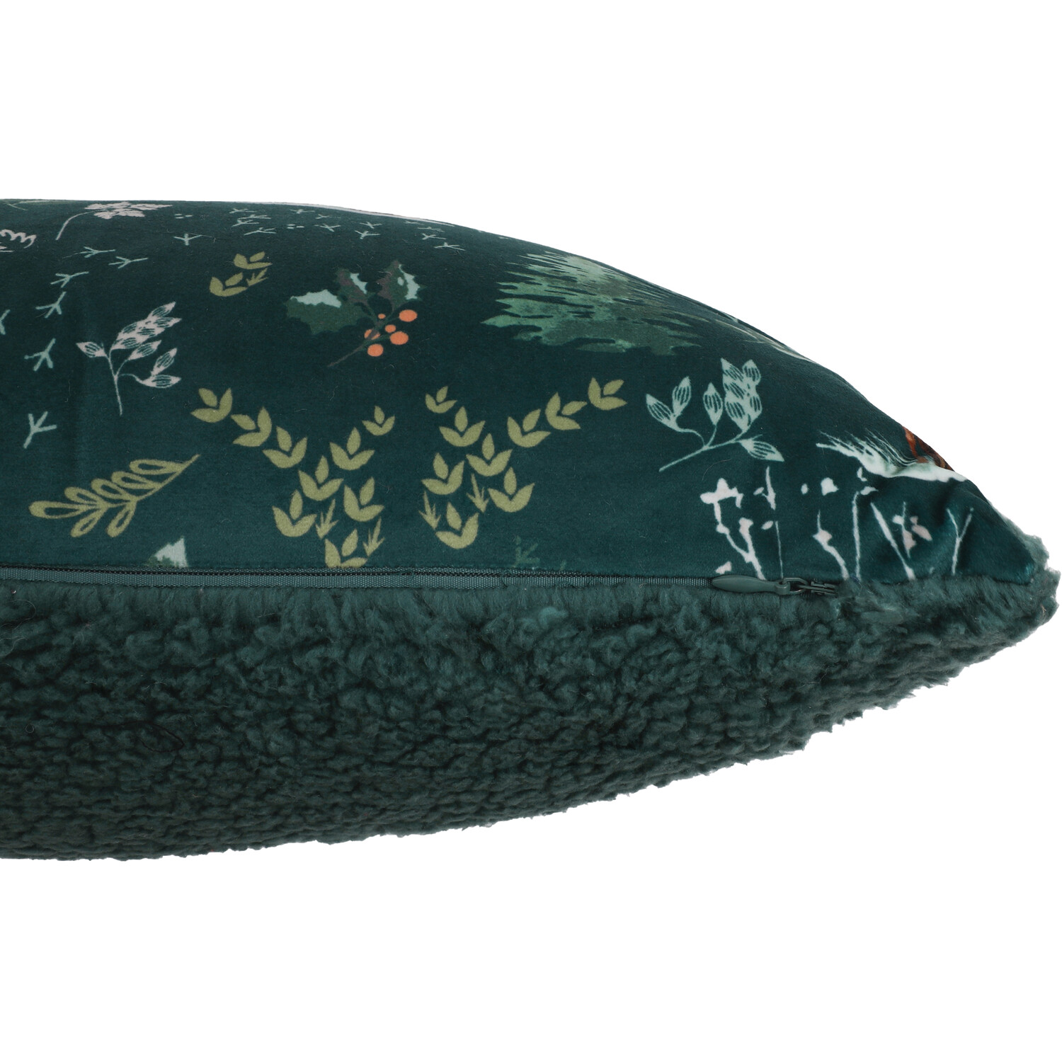 Snowy Forest Green Sherpa Cushion - Emrald Image 2