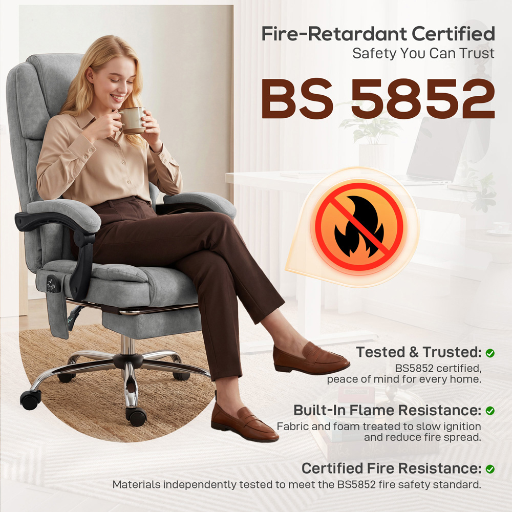 Portland Grey Massage and Heat Executive Office Chair Image 2