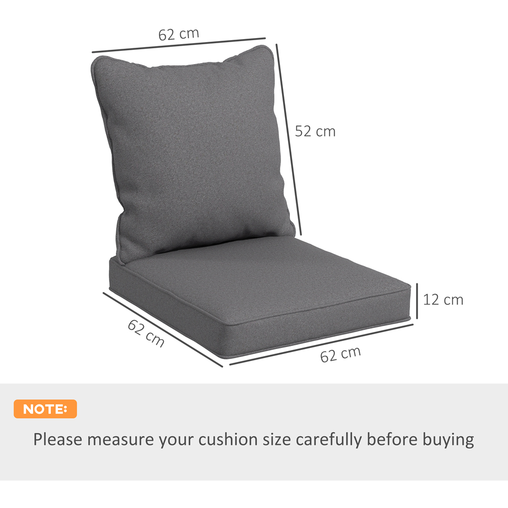 Outsunny Charcoal Grey Seat and Back Cushion Set Image 7
