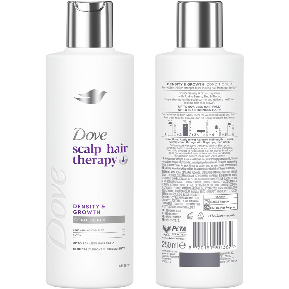 Dove Scalp+Hair Therapy Density and Growth Shampoo and Conditioner Duo 250ml 6 Pack Image 4