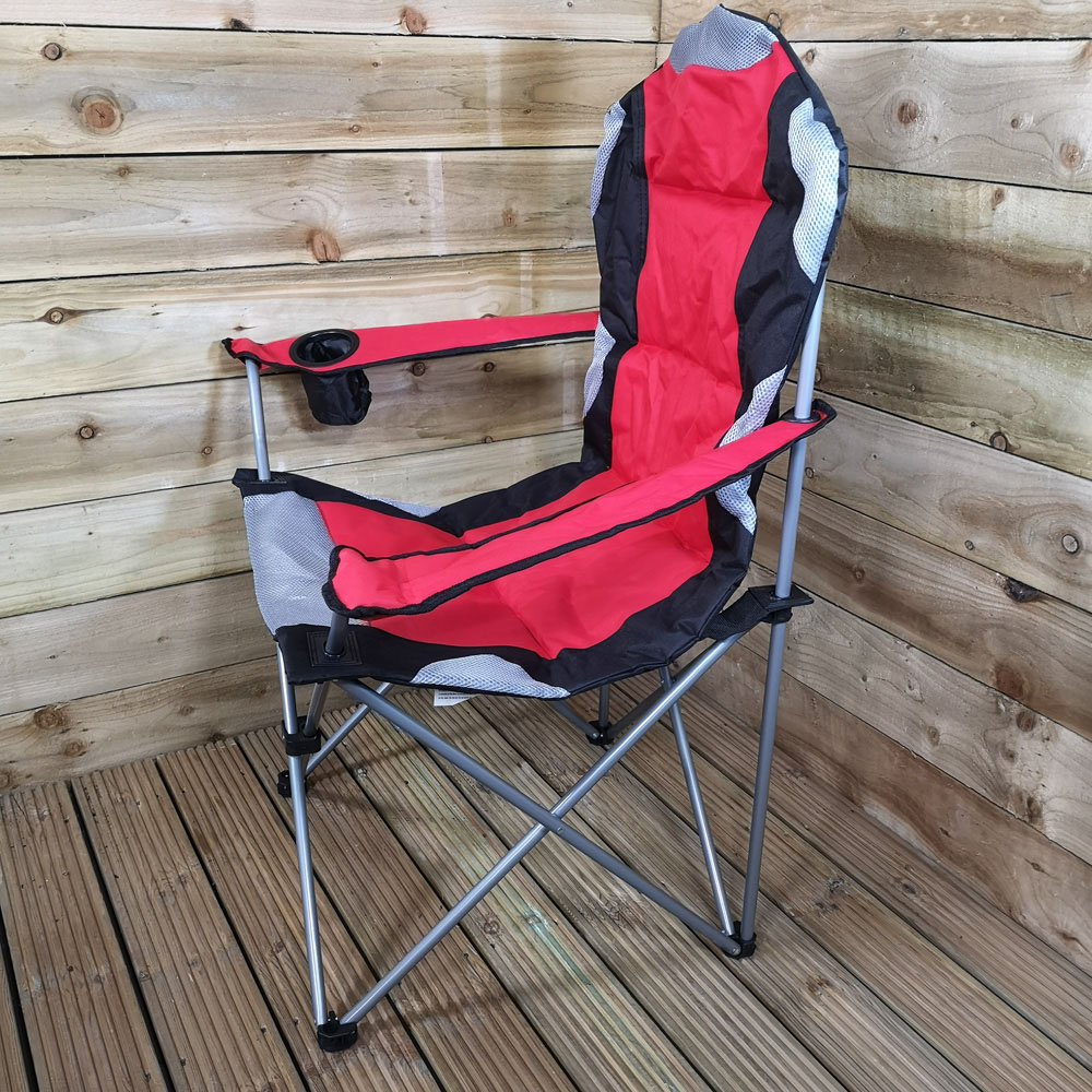 Samuel Alexander Red Luxury Padded Folding Camping Chair Image 7