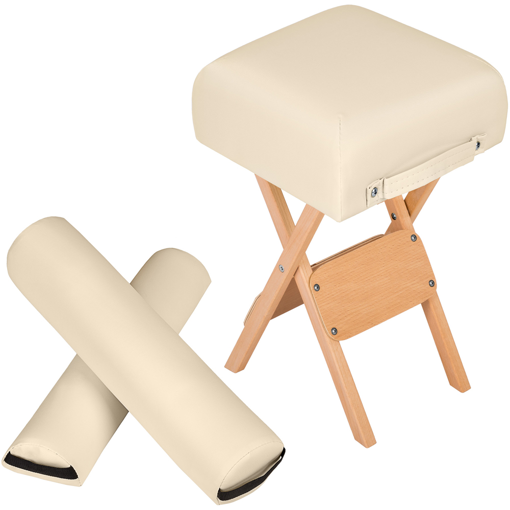 tectake Beige Stool and Bolster Cushion Set Image 3