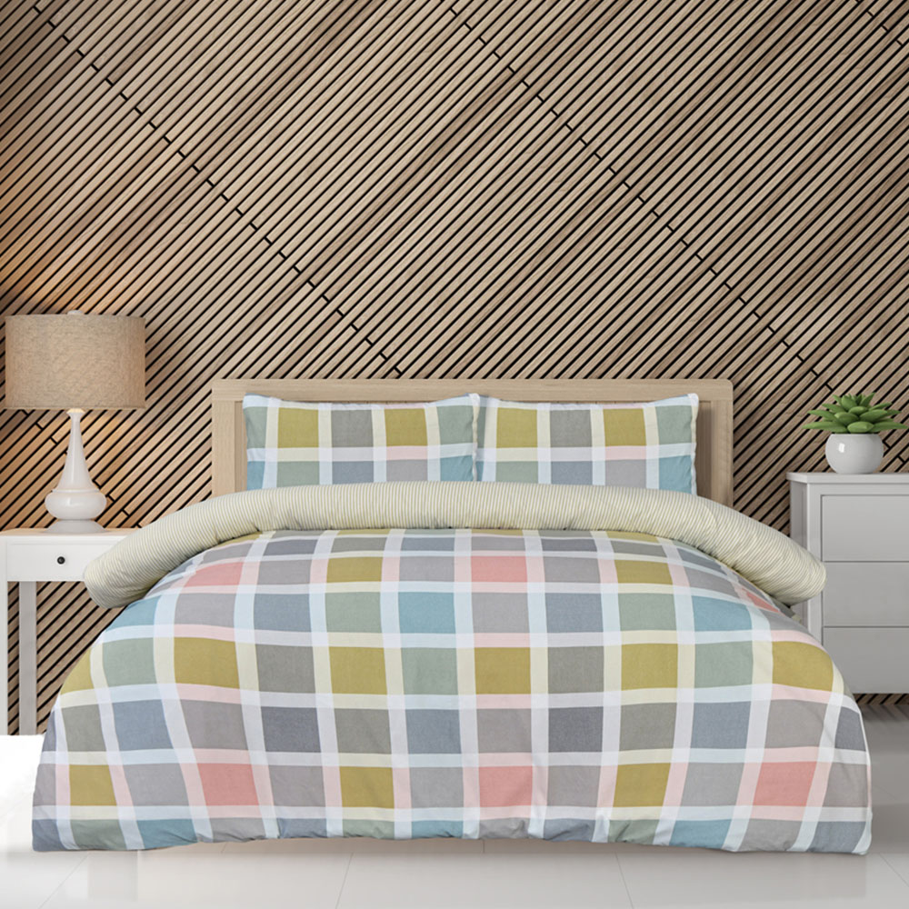 Smart Living Double Crosshatch Check Duvet Set Image 1