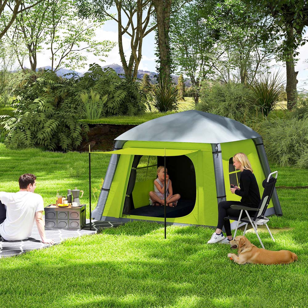 Outsunny 2 Person Easy Setup Inflatable Camping Tent with Pump Green Image 2