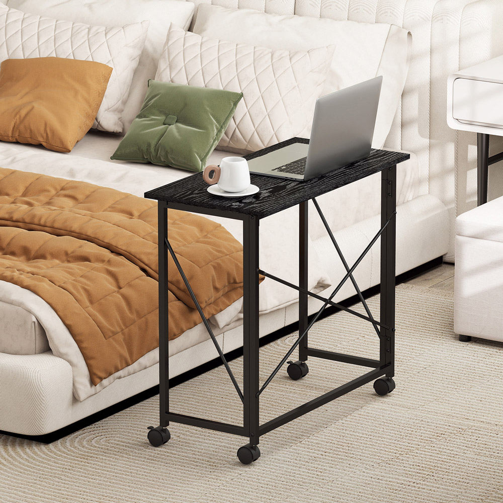 HOMCOM Black Foldable Desk with Wheels Image 8