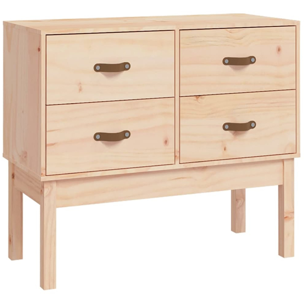 vidaXL 4 Drawer Brown Solid Pine Wood Console Cabinet Image 2