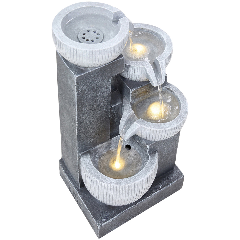 Living and Home 4-Tier Stone Effect Cascading Bowl Solar LED Water Feature Image 2
