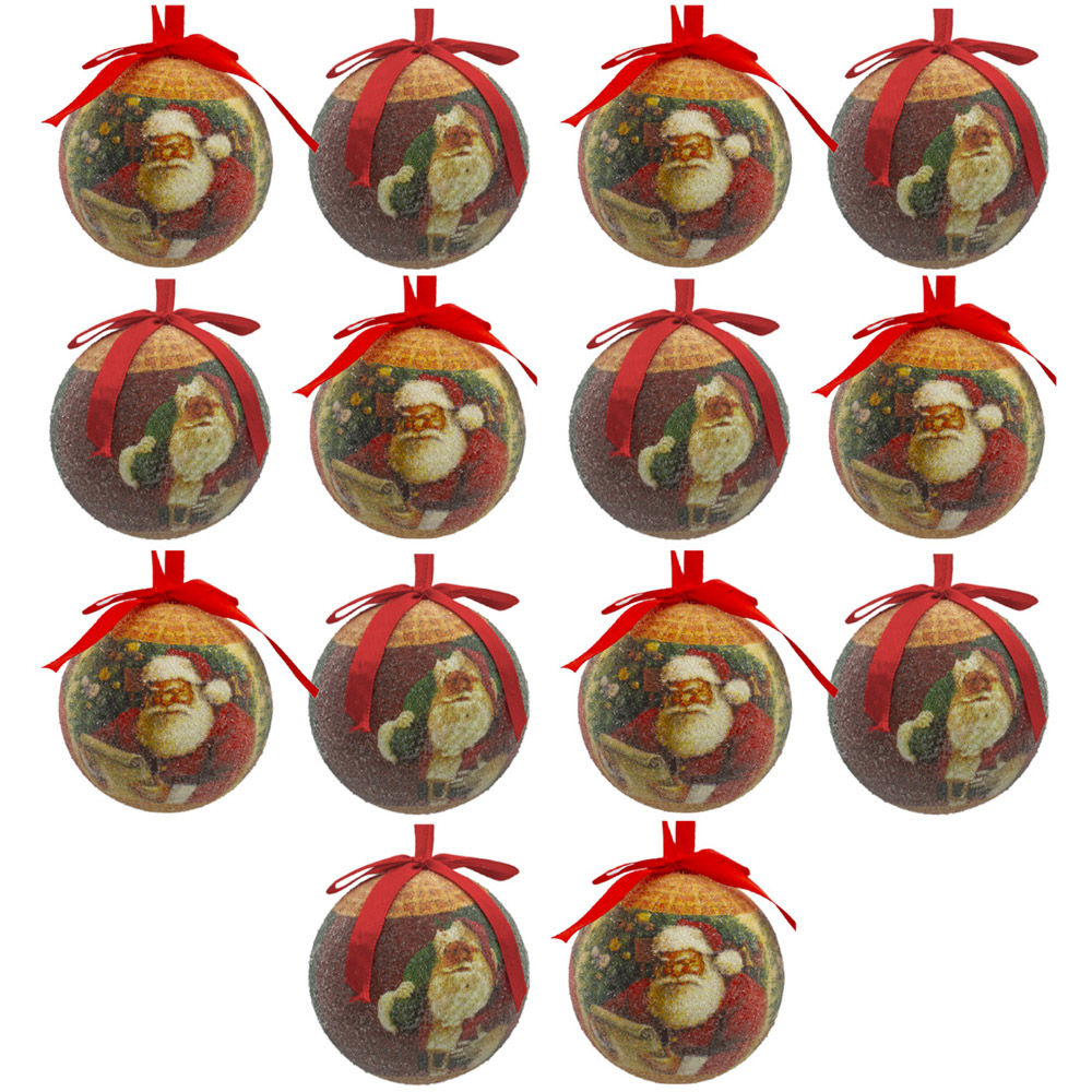 The Christmas Workshop Santa Decoupage Bauble 14 Pack Image 1