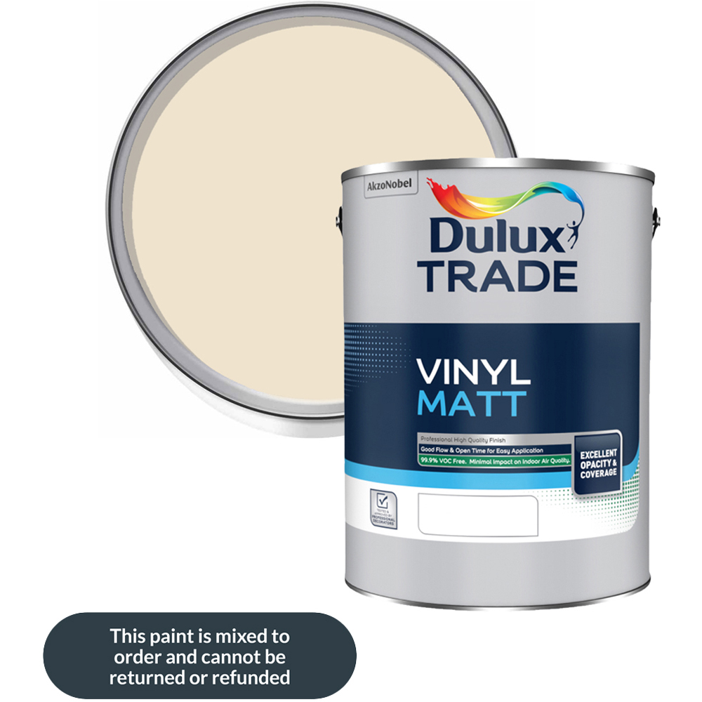 Dulux Trade Barley White Walls and Ceilings Vinyl Matt Paint 5L Image 1