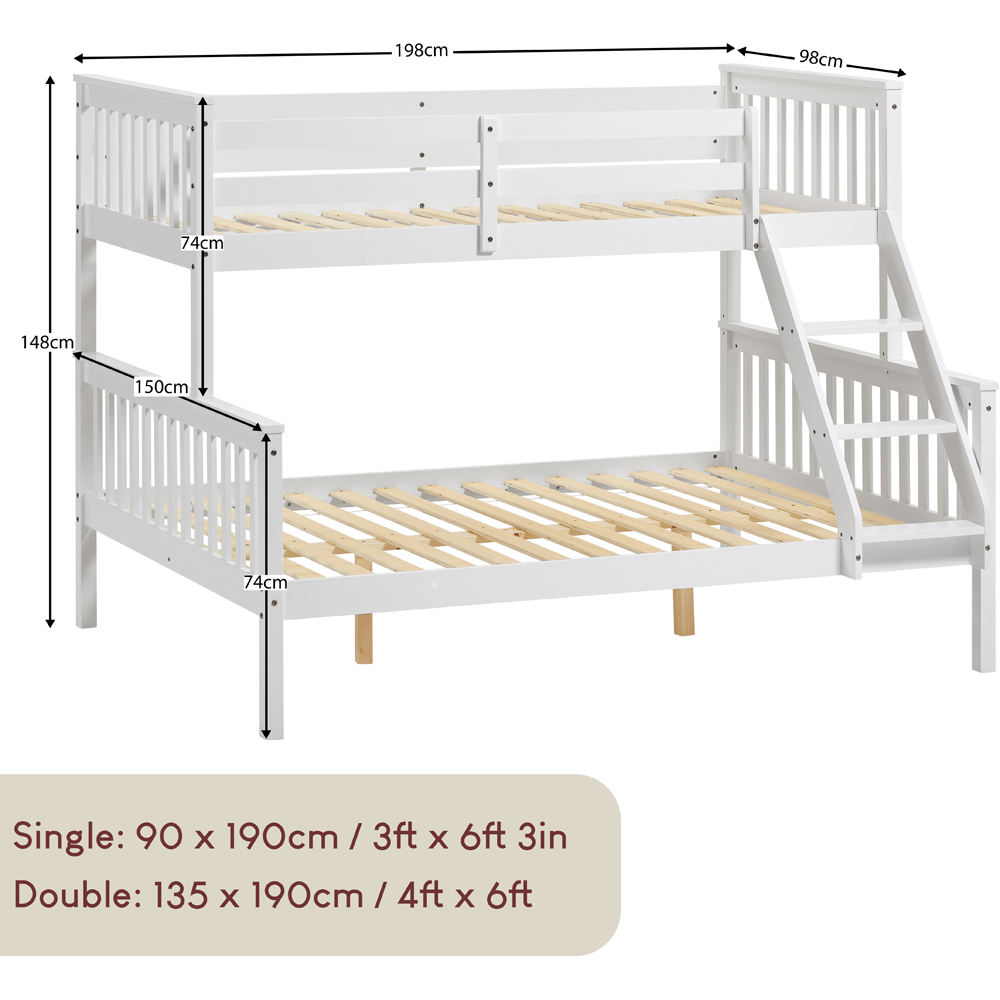 VIDA DESIGNS Milan White Triple Sleeper Bunk Bed with Foam Mattress Image 9