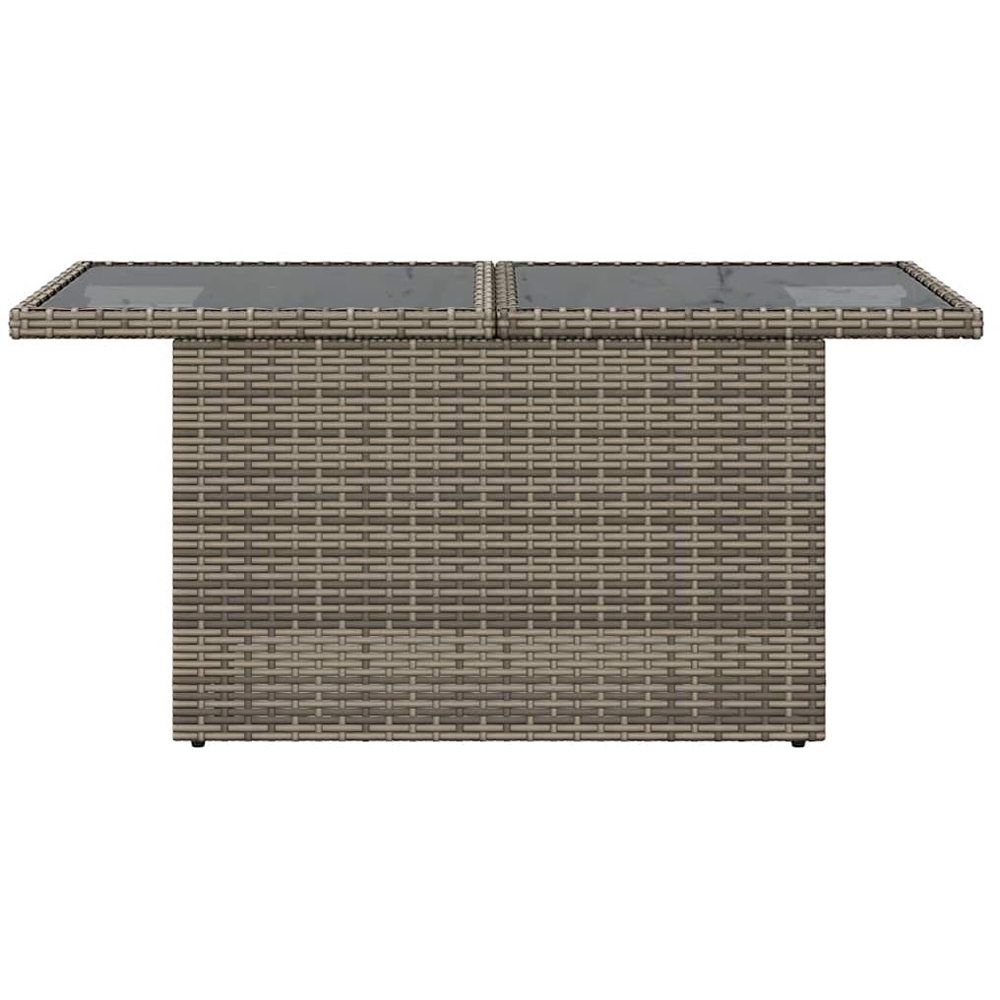 Walplus 2 Seater Grey Poly Rattan Liftable Glass Top Convertible Garden Dining Table Image 7