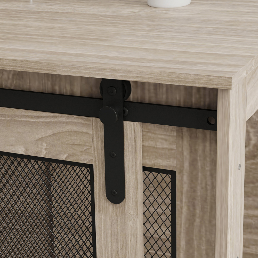 PawHut Walnut Brown Extra Large Dog Crate Furniture with Sliding Door Image 3