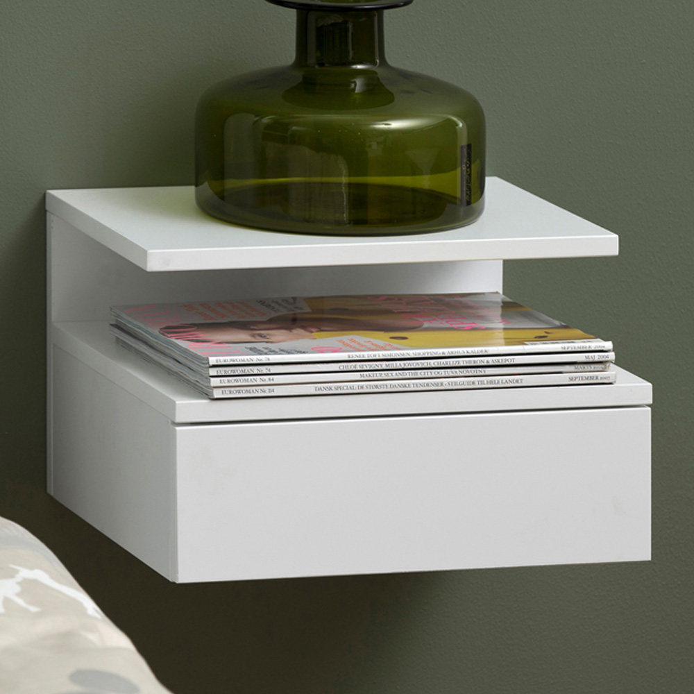 Florence Ashlan Single Drawer White Bedside Table Image 1