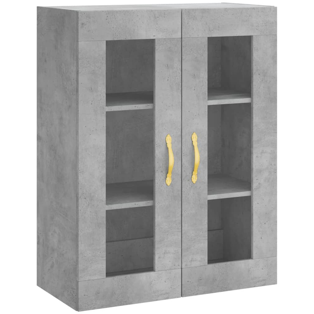 vidaXL 2 Glass Door Concrete Grey Wall Mounted Cabinet Image 2