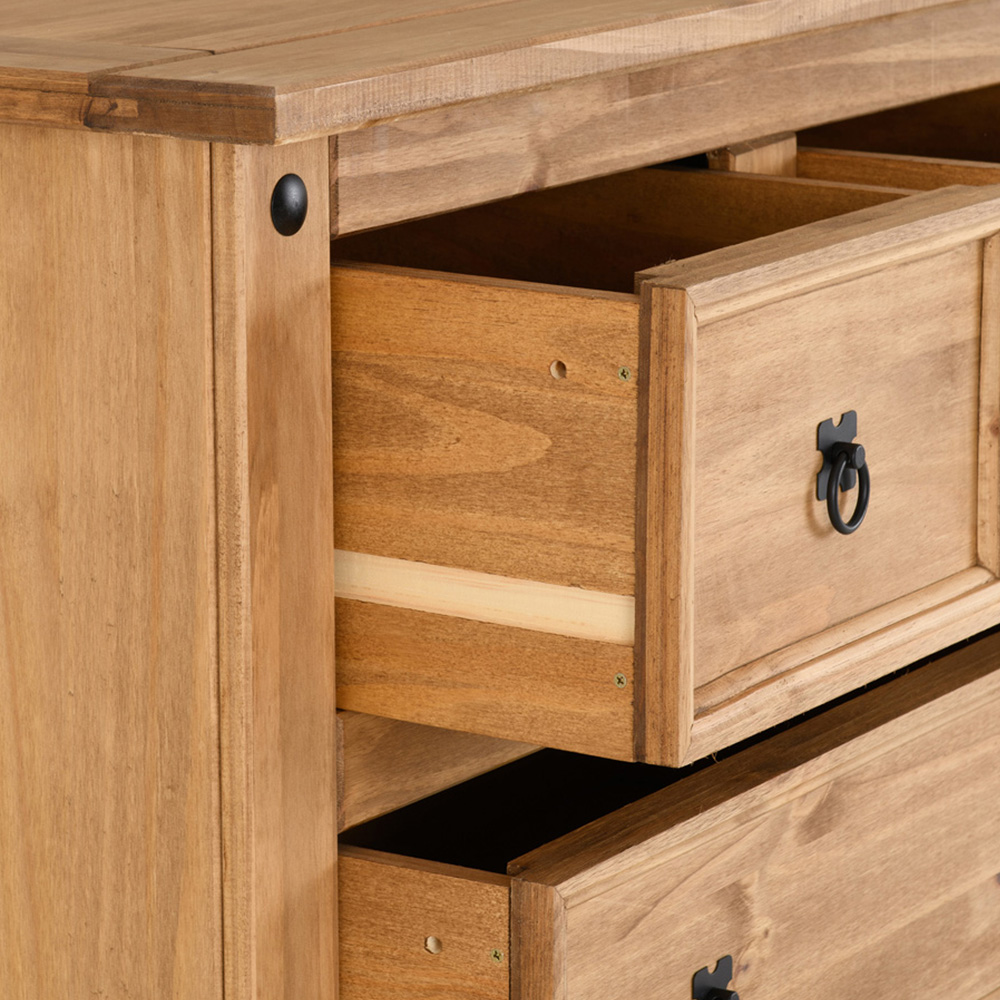 Seconique Corona 4 Drawer Distressed Waxed Pine Chest of Drawers Image 5