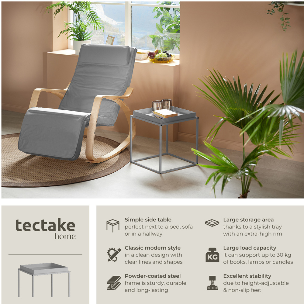tectake Cambridge Single Shelf Grey Bedside Table Image 3