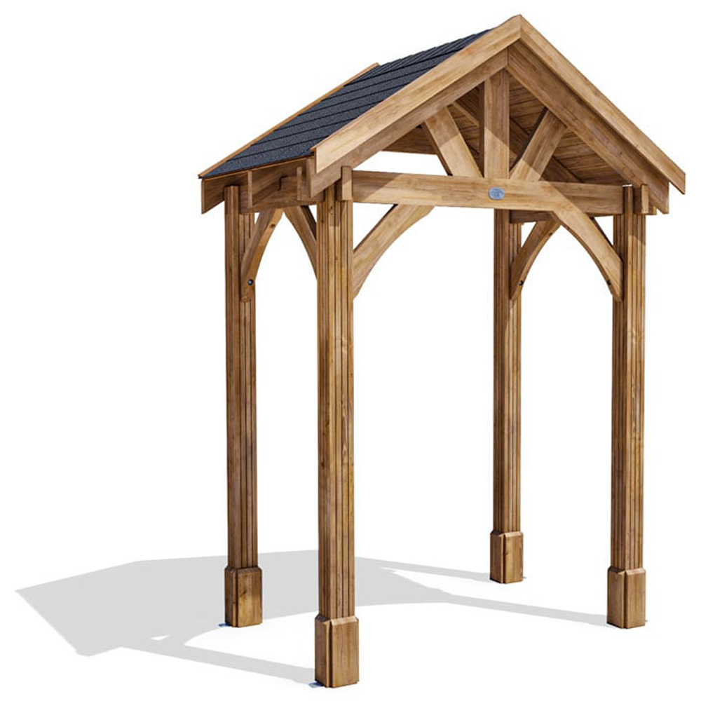Dunster House Thunderdam 2 x 1.5m Brown Full-Height Porch Canopy with Black Shingle and 4 Posts Image 2