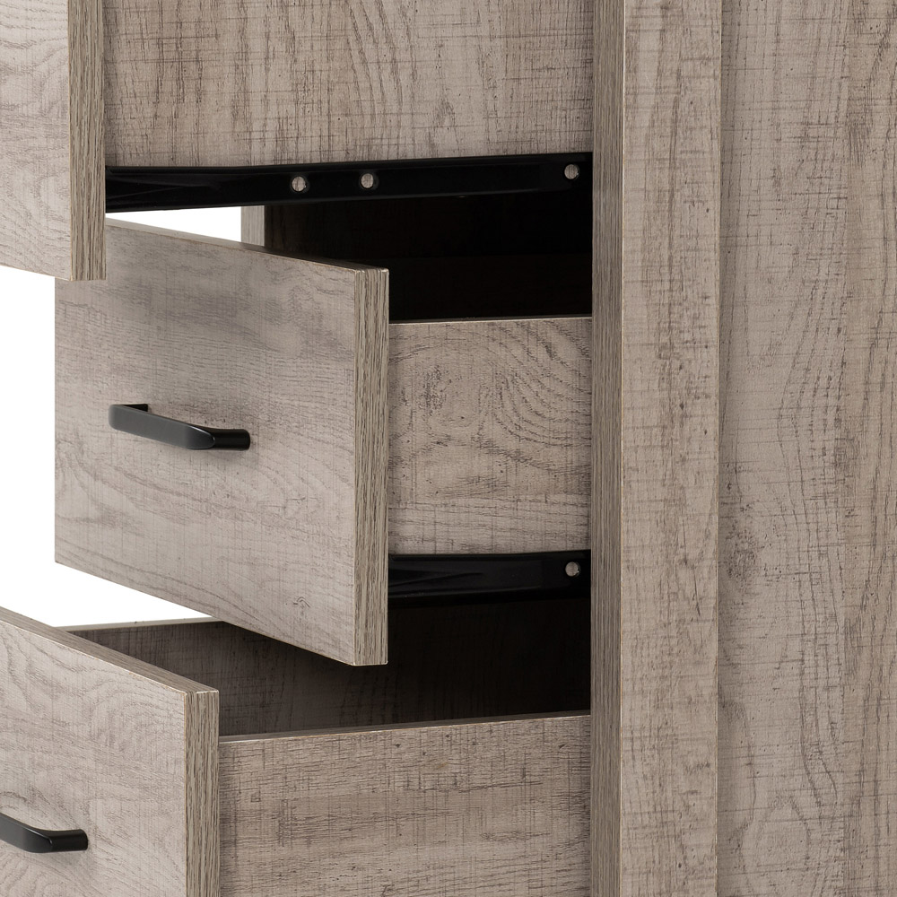 Seconique Oliver 3 Drawer Light Oak Effect Bedside Table Image 7