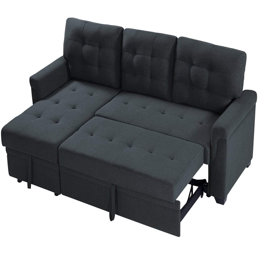 Furniture One 3 Seater Dark Grey Linen Corner Storage Sofa Bed Image 3