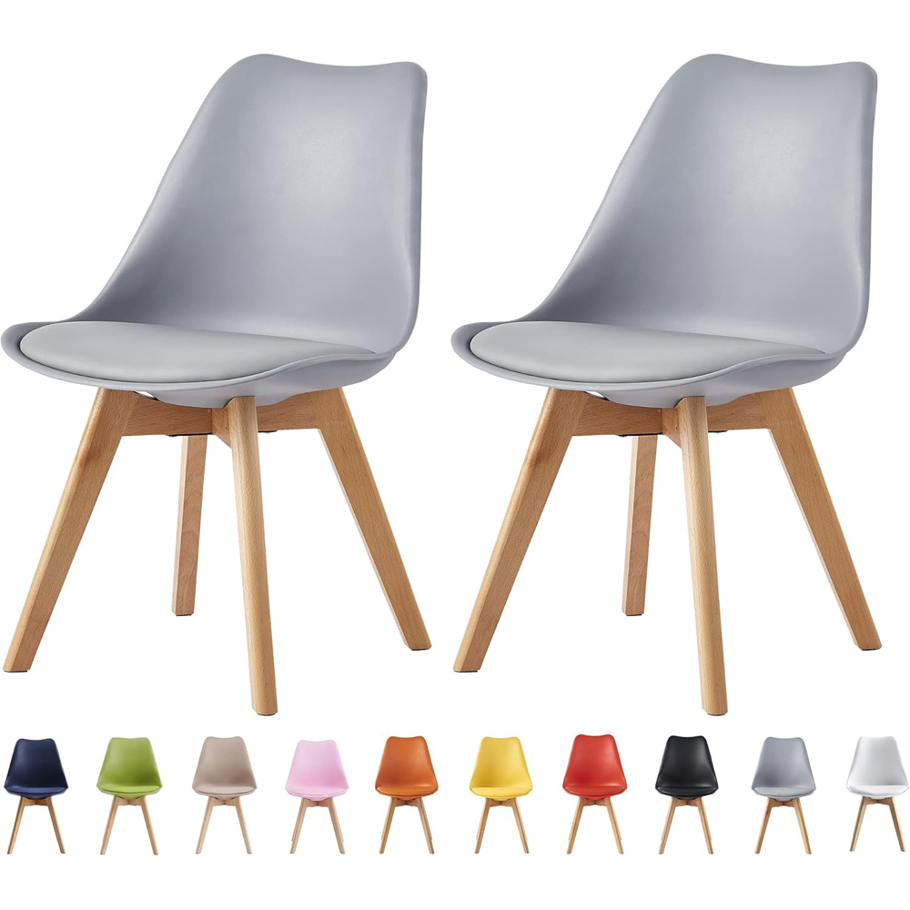 wilko Eva Set of 2 Grey Padded Dining Chairs Image 7