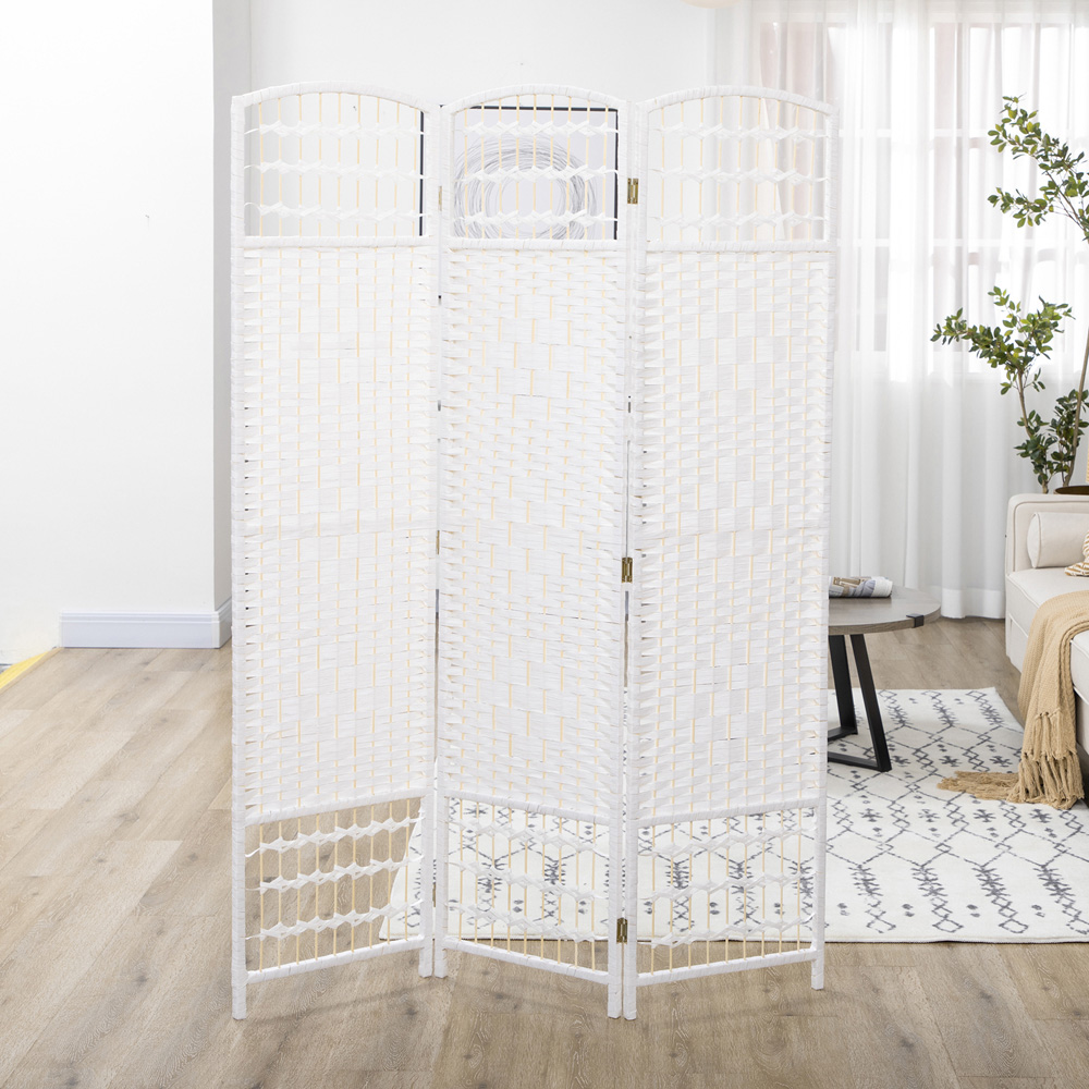 HOMCOM 3 Panel White Folding Freestanding Privacy Screen Image 6