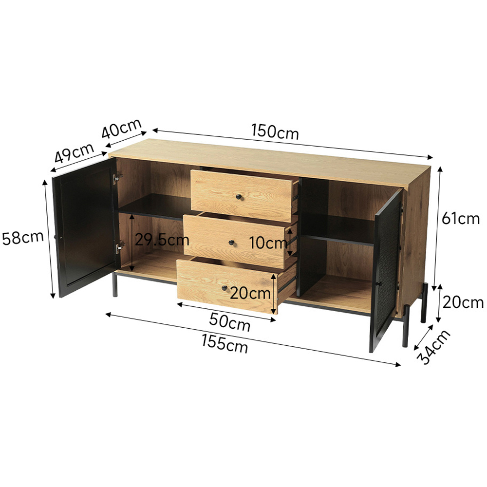 H&O Direct 2 Doors and 3 Drawers Storage Cabinet Image 5