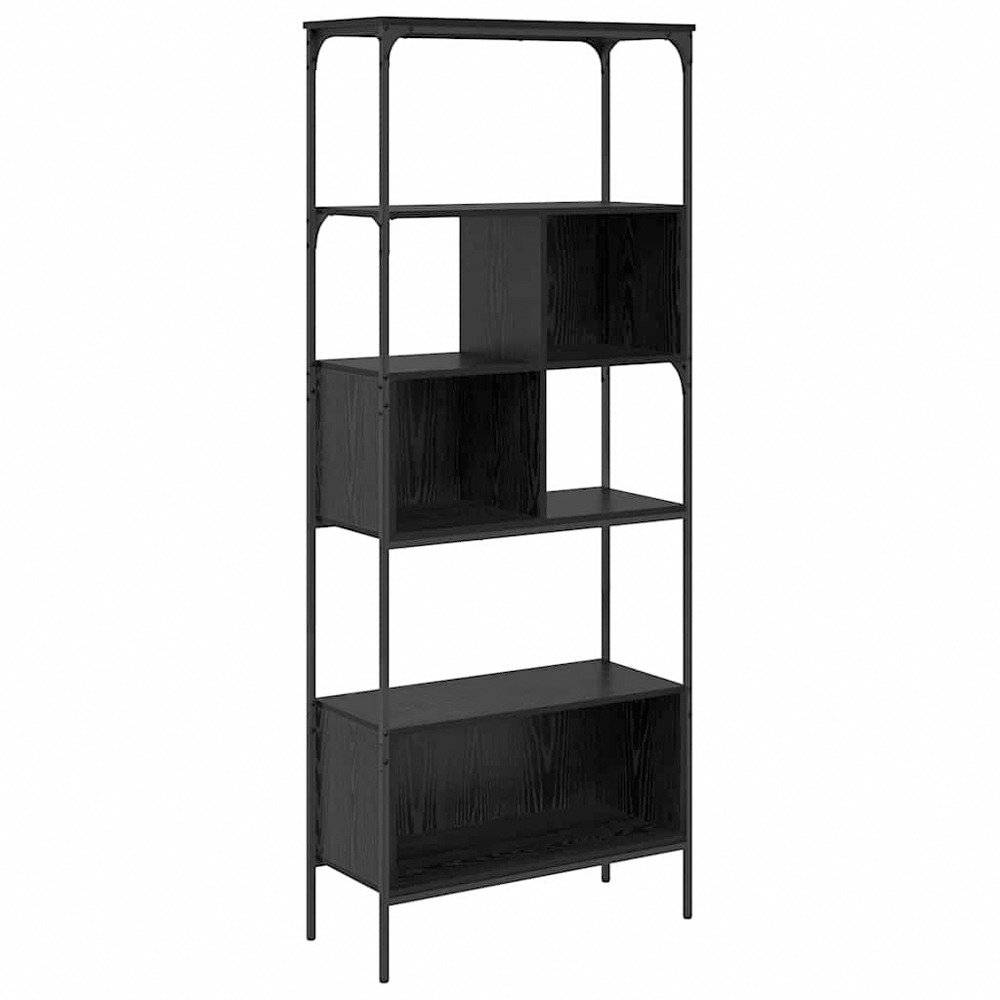 vidaXL 7 Shelf Black Oak Bookcase Image 2