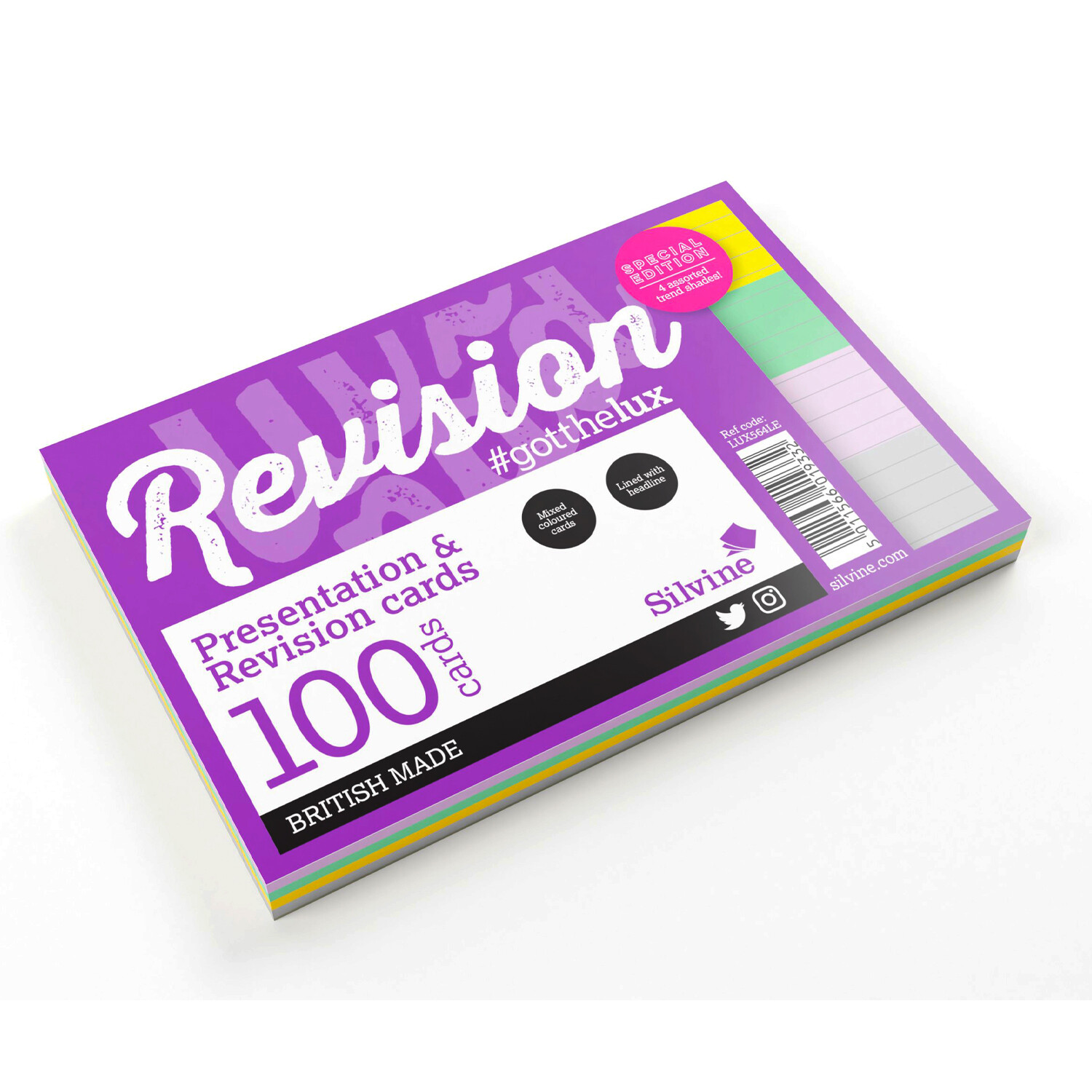 Pack of 100 Silvine Multi-Coloured Revision Cards Image 2