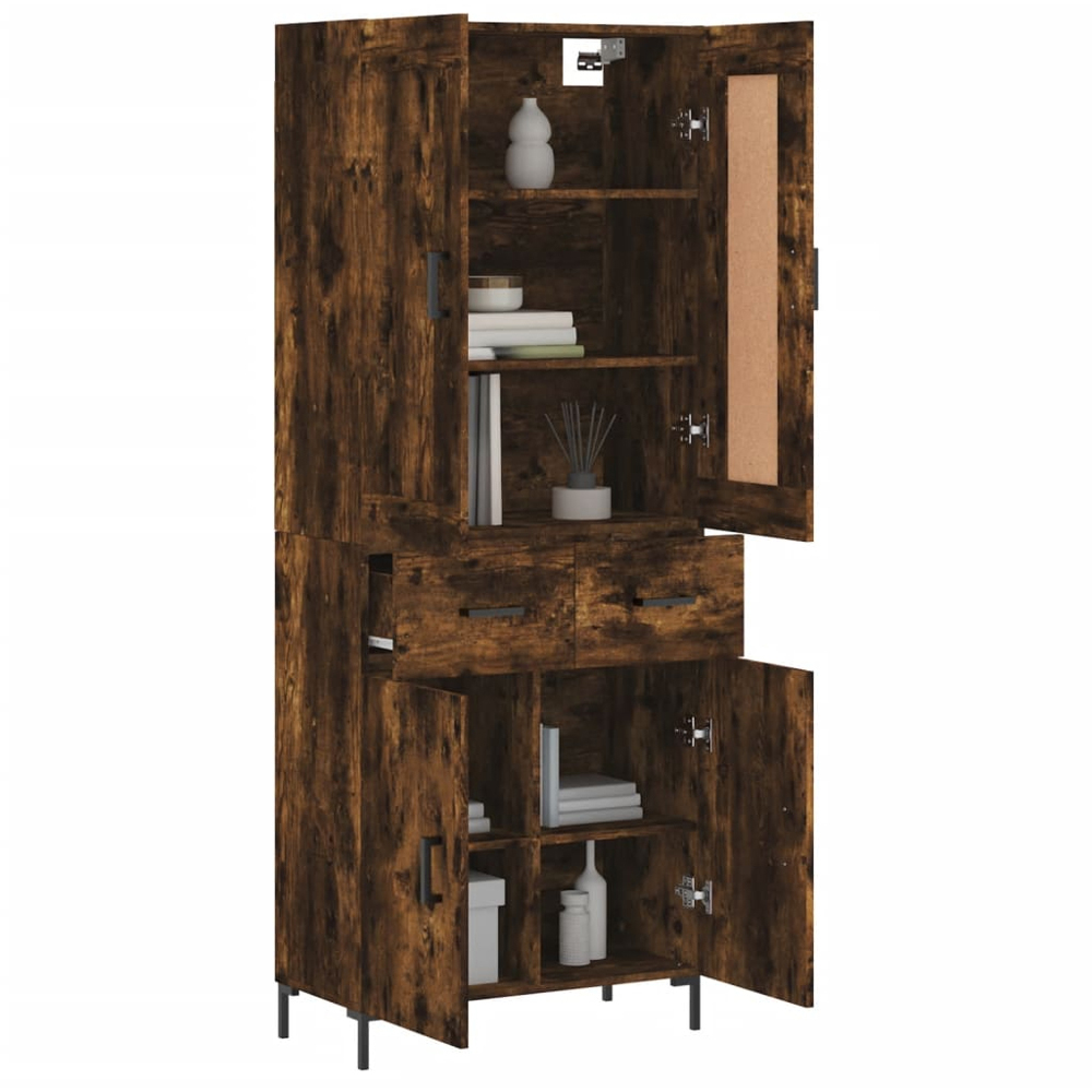 vidaXL 4 Door 2 Drawer Smoked Oak Highboard Image 3