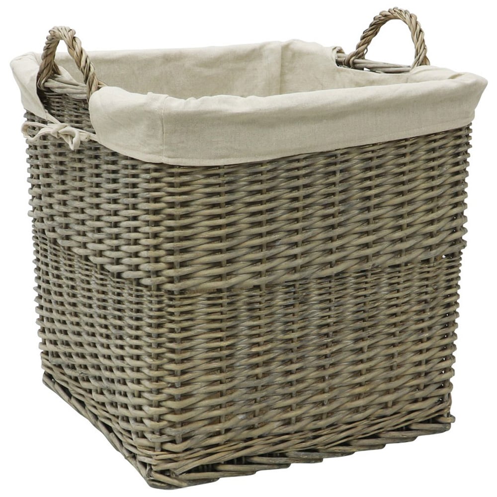 JVL Willow Antique Wash Log Basket with Liner Image 1