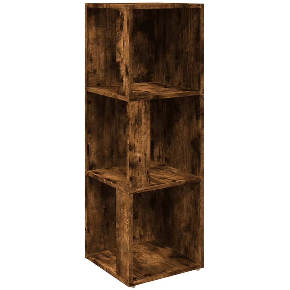 vidaXL 3 Shelf Smoked Oak Corner Cabinet Image 2