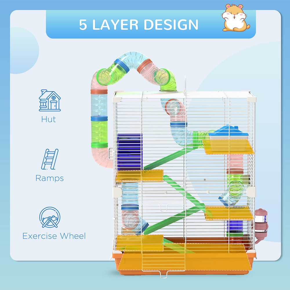 PawHut Orange 5 Tier Hamster Cage Image 6