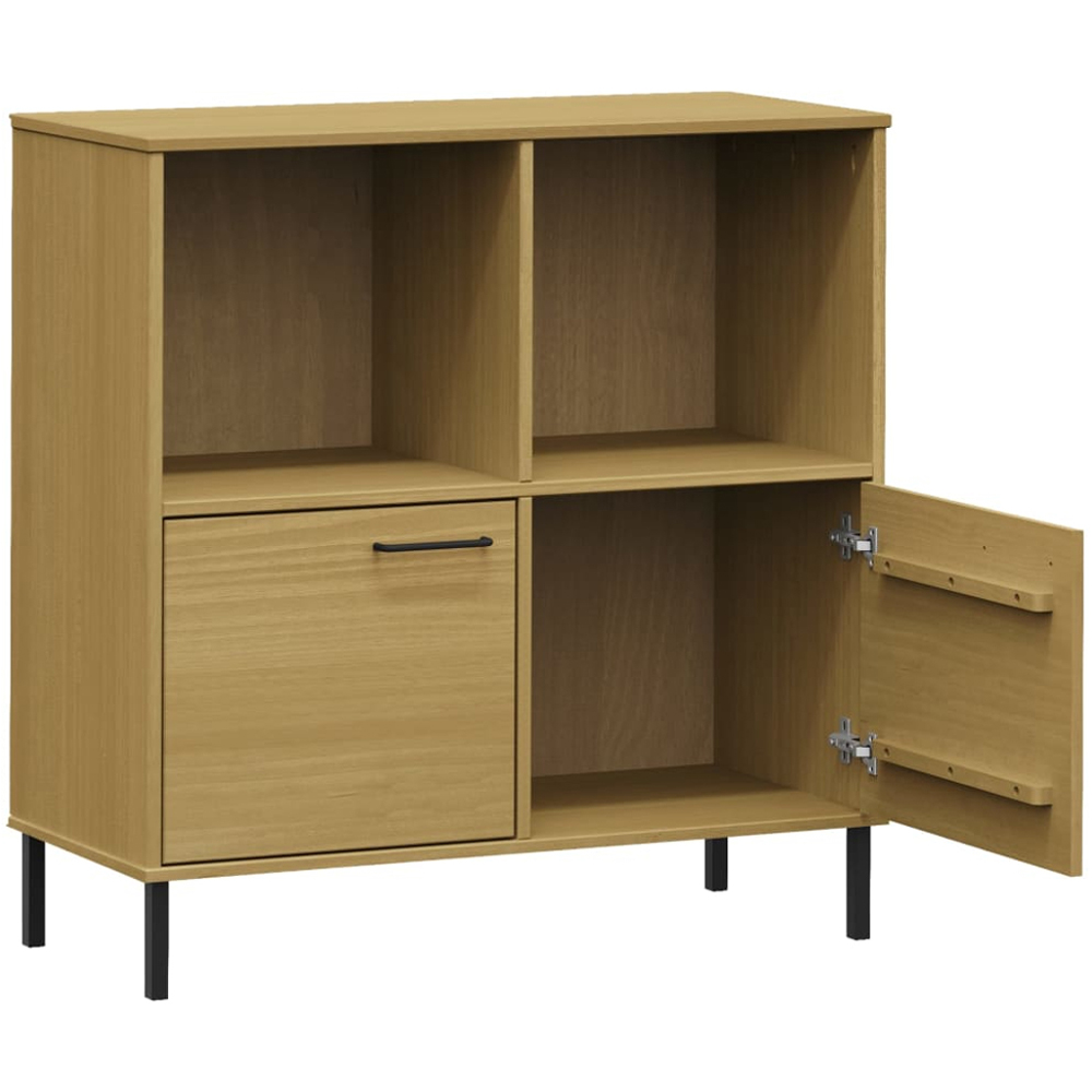 vidaXL 2 Door 2 Shelf Brown Pine Wood Bookcase Image 5