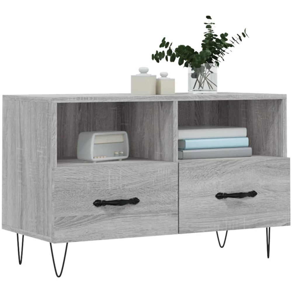 vidaXL 2 Drawer 2 Shelf Grey Sonoma TV Cabinet Image 3