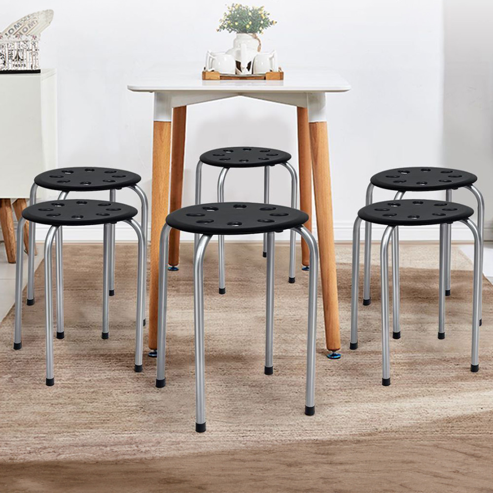 Costway Set of 6 Grey Stackable Dining Chairs Image 1