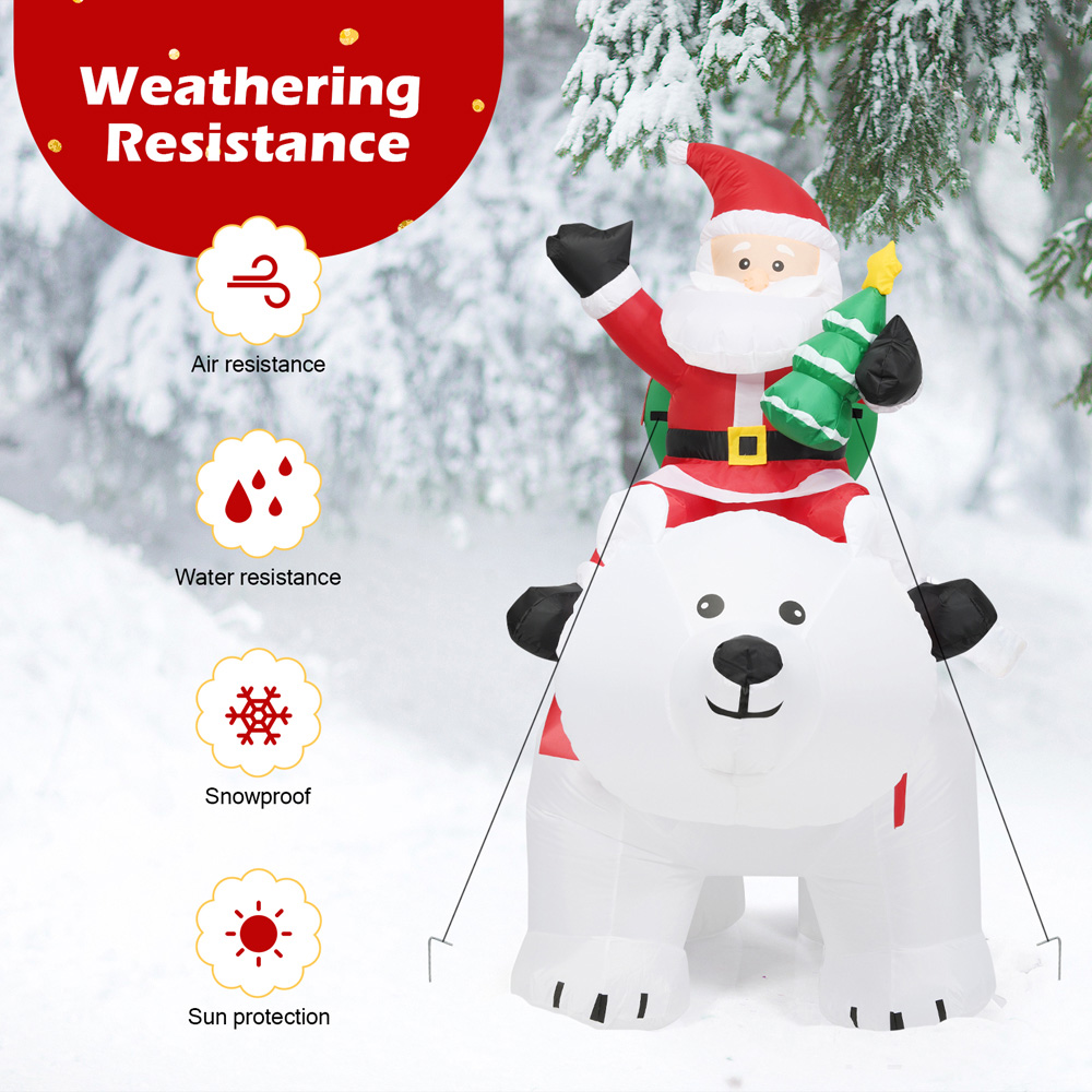 Costway Santa Riding Polar Bear with Shaking Head LED Inflatable Christmas Decoration 5.7 x 6.5ft Image 6