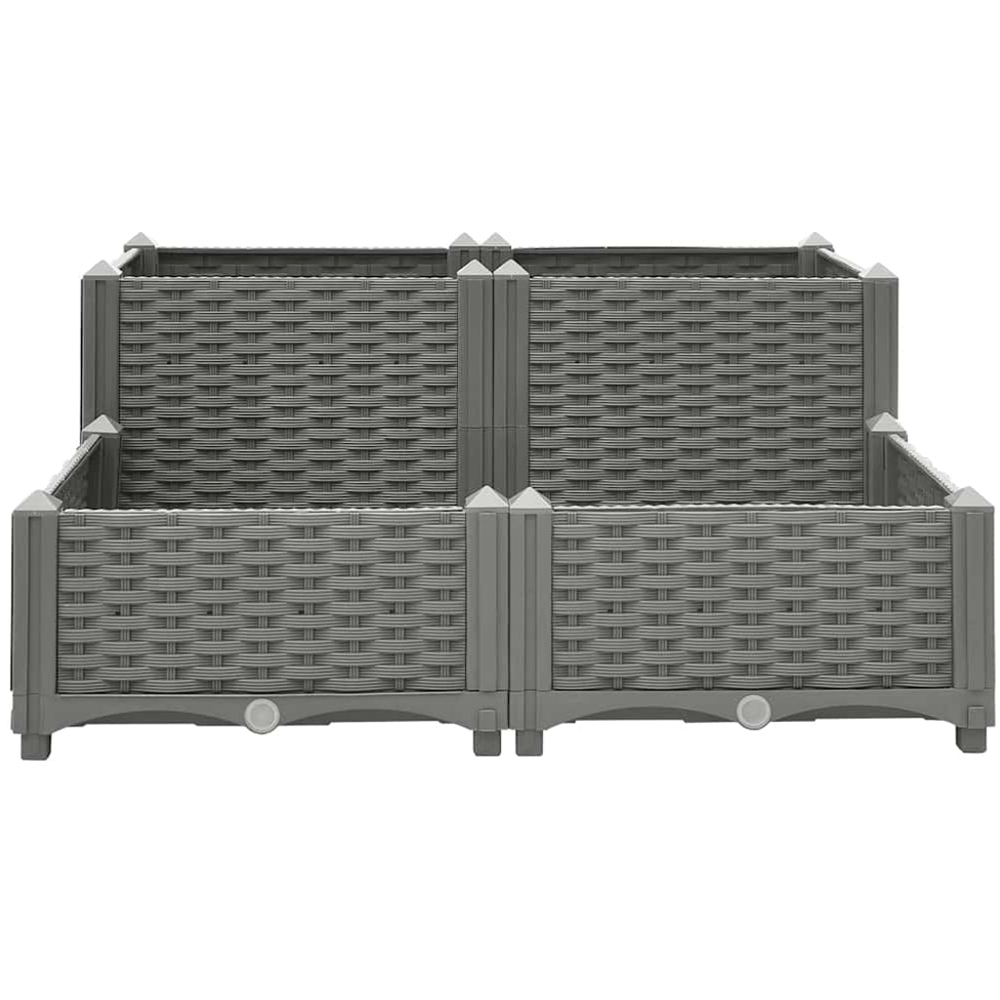 vidaXL 2-Tier Grey Plastic Garden Raised Bed 80 x 80 x 38cm Image 2