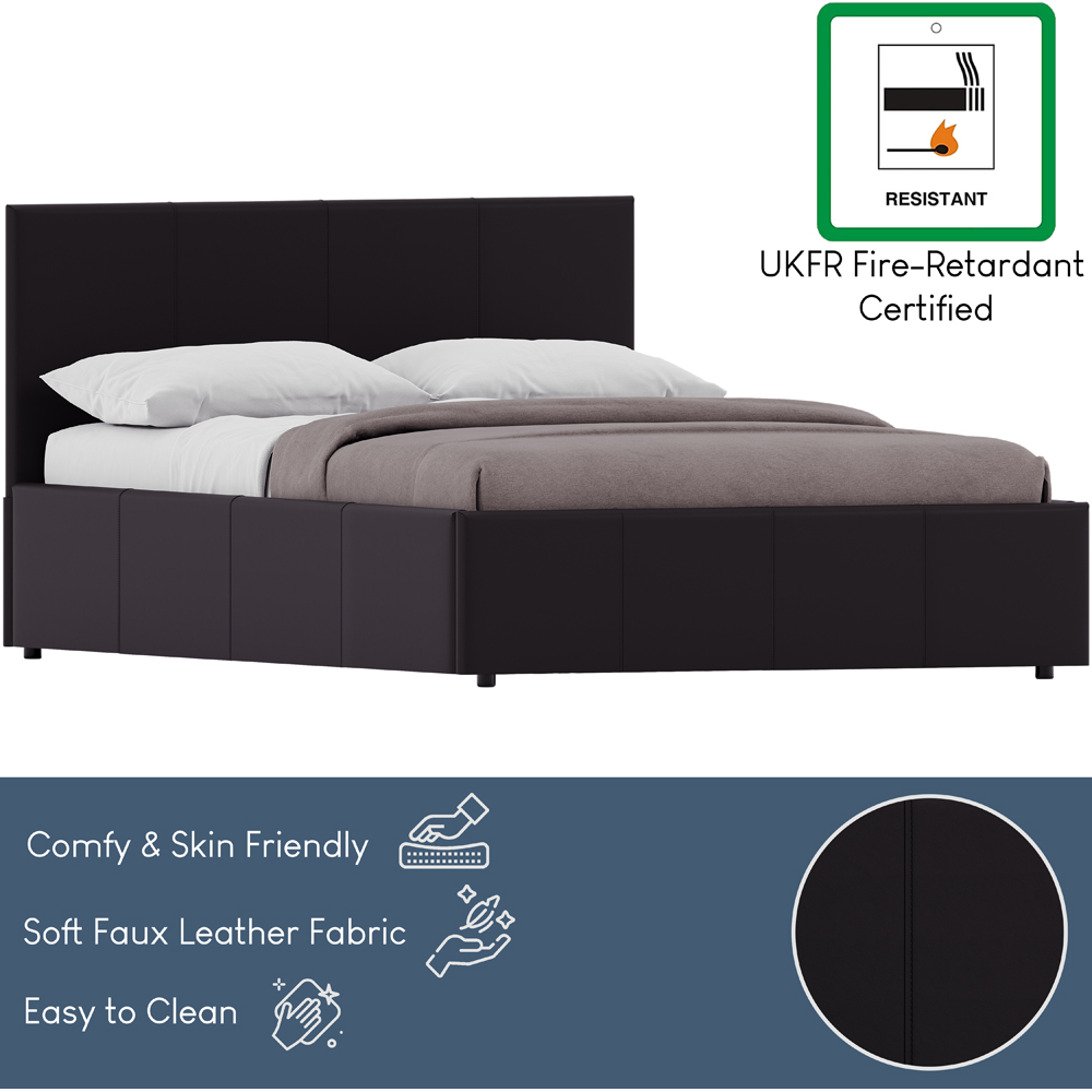 VIDA DESIGNS Lisbon Small Double Black Faux Leather Ottoman Bed with Gel Memory Foam Mattress Image 5