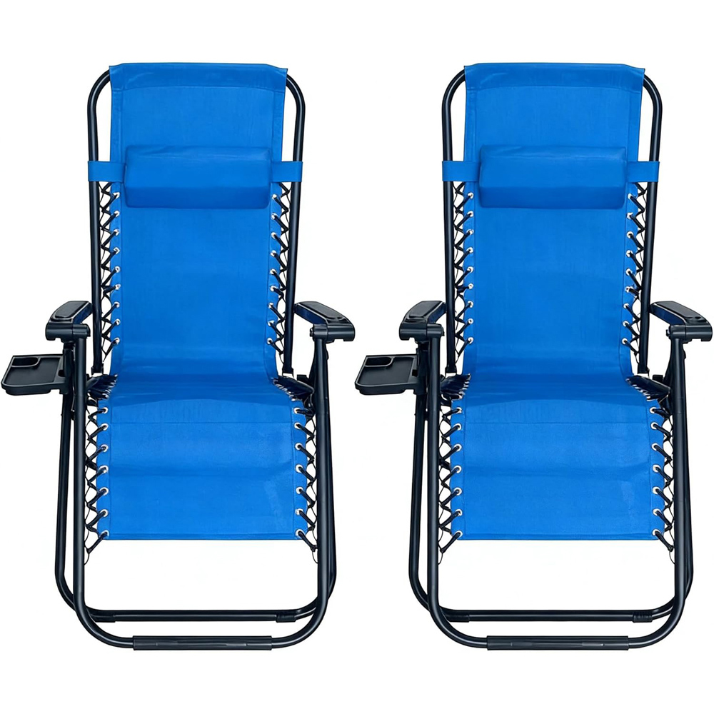 Alivio 2 Pack Sky Blue Zero Gravity Reclining Sun Loungers Image 4