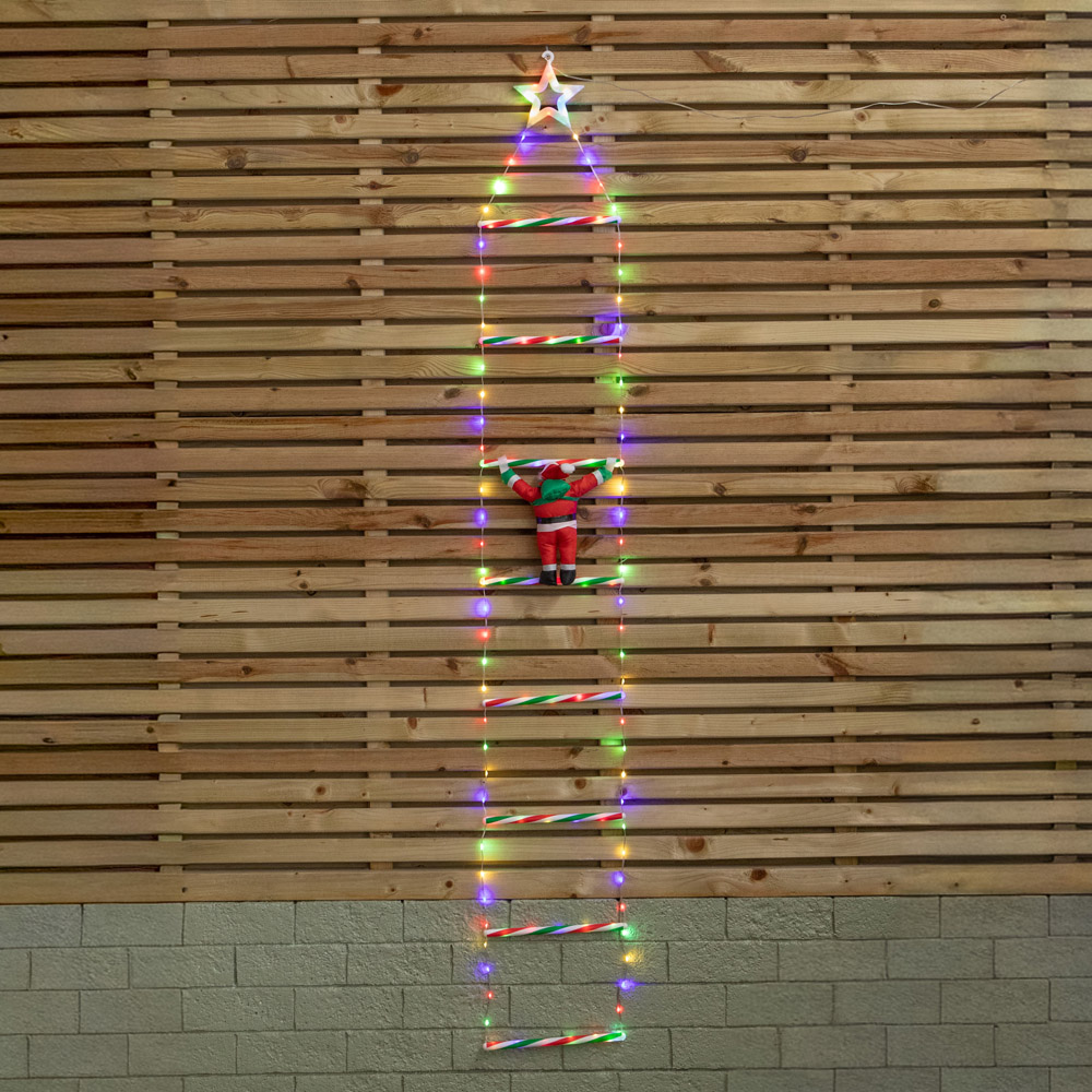 Samuel Alexander 124 Multicolour LED Light-Up Santa Climbing Ladder Christmas Decoration 1.92m Image 8