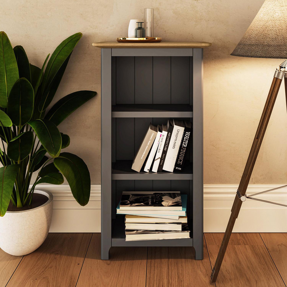 FWStyle Taberno 3 Shelf Graphite Blue and Oak Bookcase Image 6