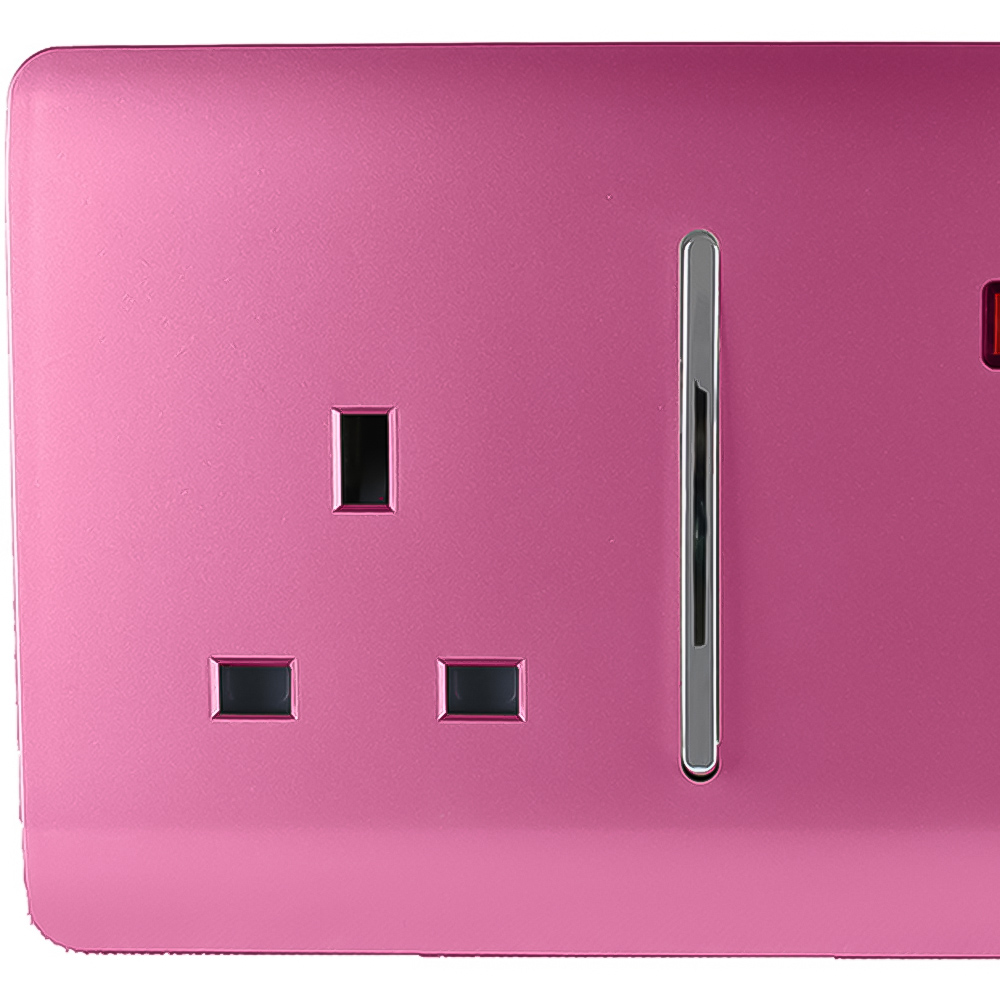 Trendi Switch 45amp and 13amp Candy Pink Cooker Switch and Plug Socket with Neon Image 2