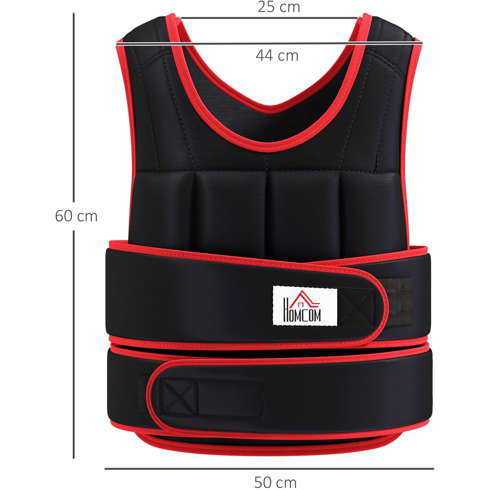 HOMCOM Black and Red Adjustable Metal Sand Weight Vest 20kg Image 7