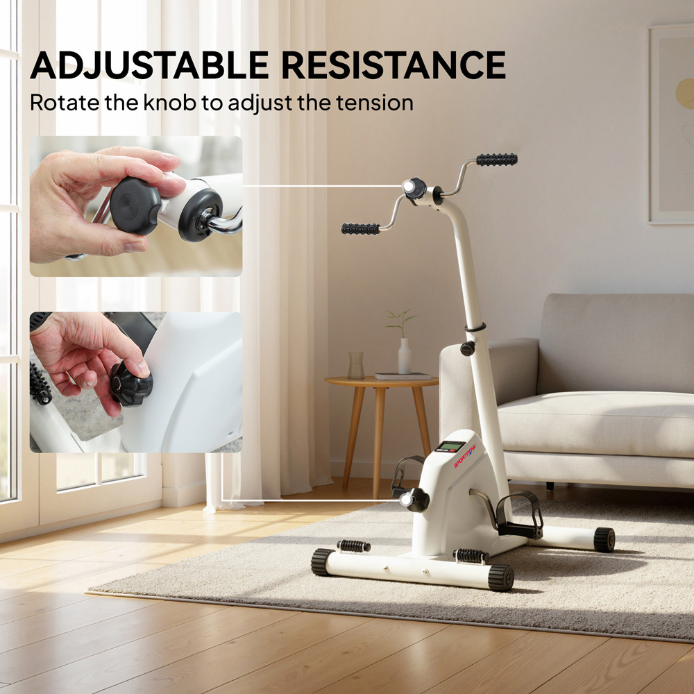 SPORTNOW White Seated Pedal Exerciser with Dual Massage and LCD Display Image 8