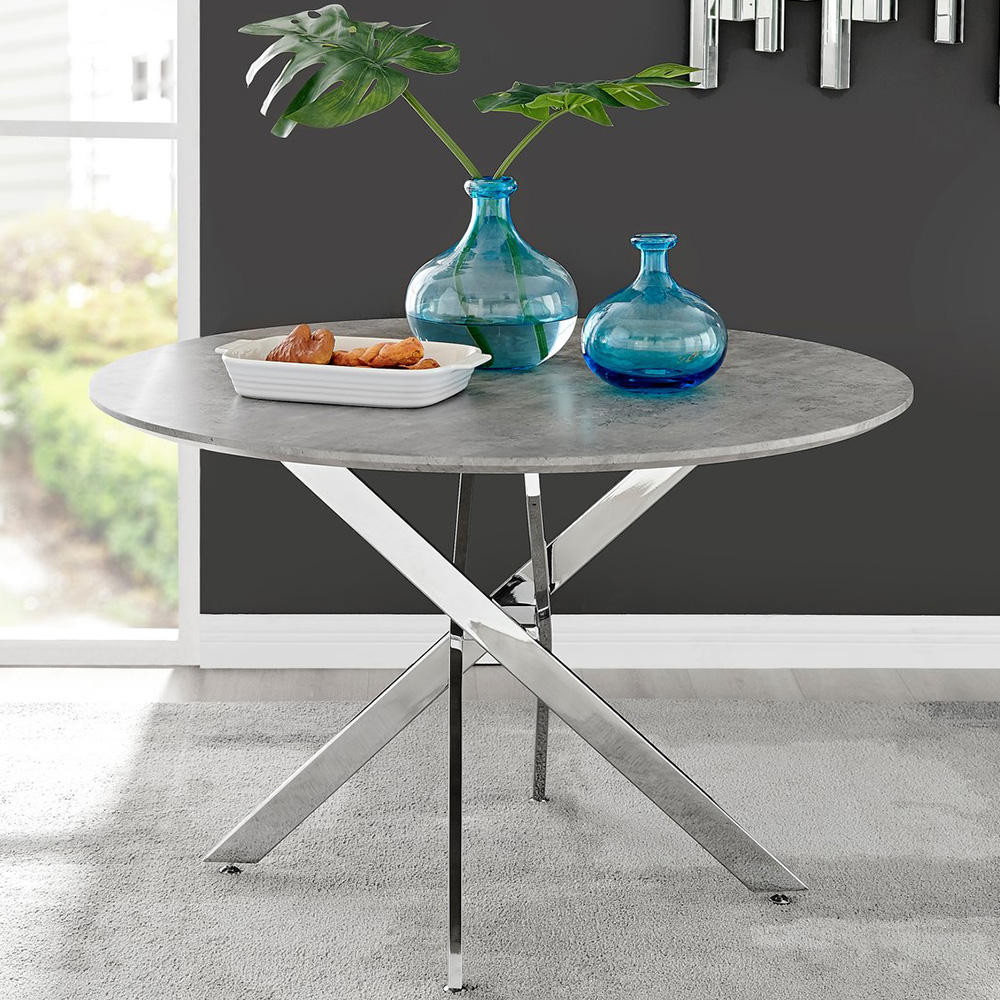 Furniturebox Arona Solara 6 Seater Round Dining Set Concrete Grey and Grey Image 2